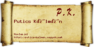 Putics Kálmán névjegykártya