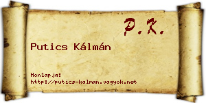 Putics Kálmán névjegykártya